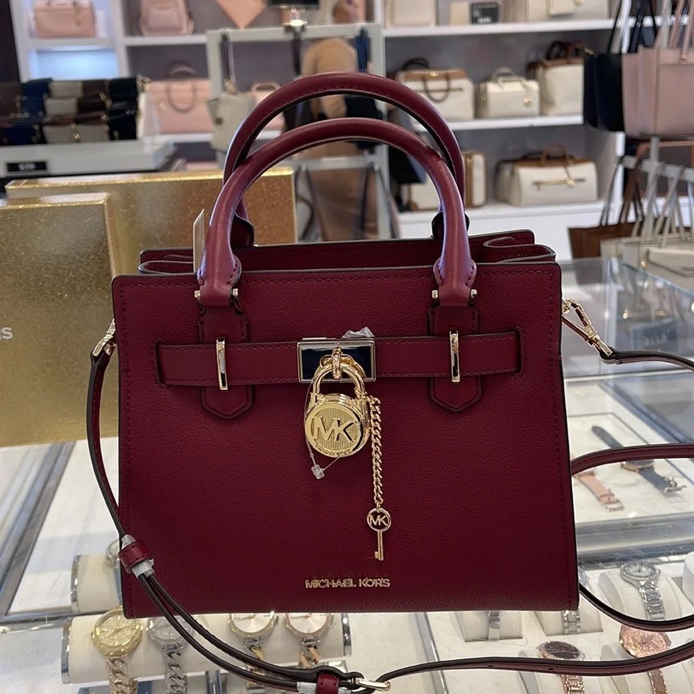 Michael Kors Hamilton Small Satchel Shoulder Crossbody Bag MULBERRY COLOR